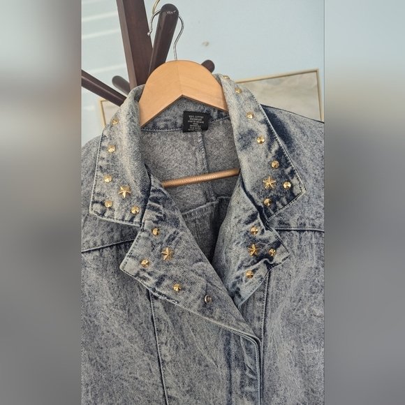 Vtg 80sEunina U.S.A. Acid Wash Jeans Jacket Copped Size L - Picture 2 of 14
